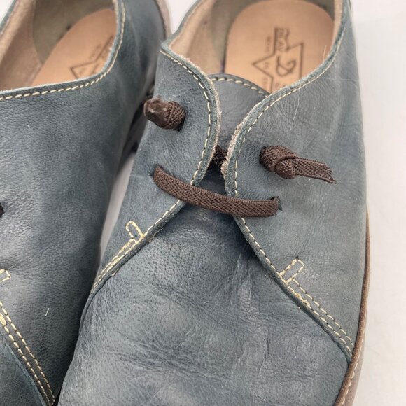 Handcrafted Dilav Shoes Blue & Brown Leather Lace-Up Mens Size 40 - Picture 4 of 9